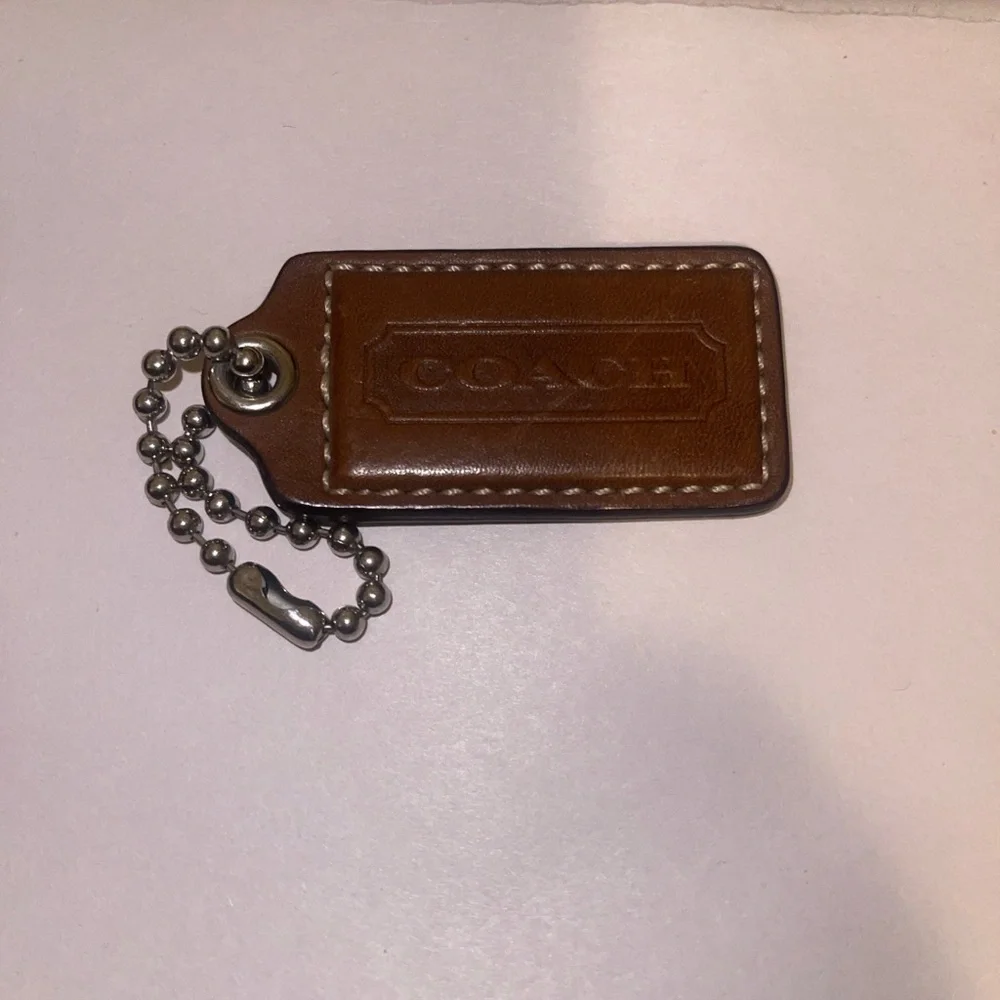 Coach Brown and Pink Leather Keychain